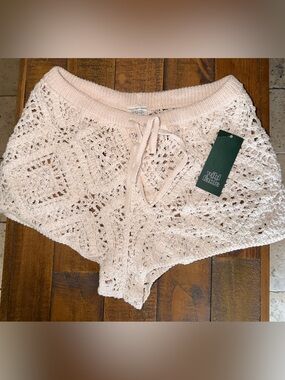 wild fable Cream Open-Knit Drawstring Sweater